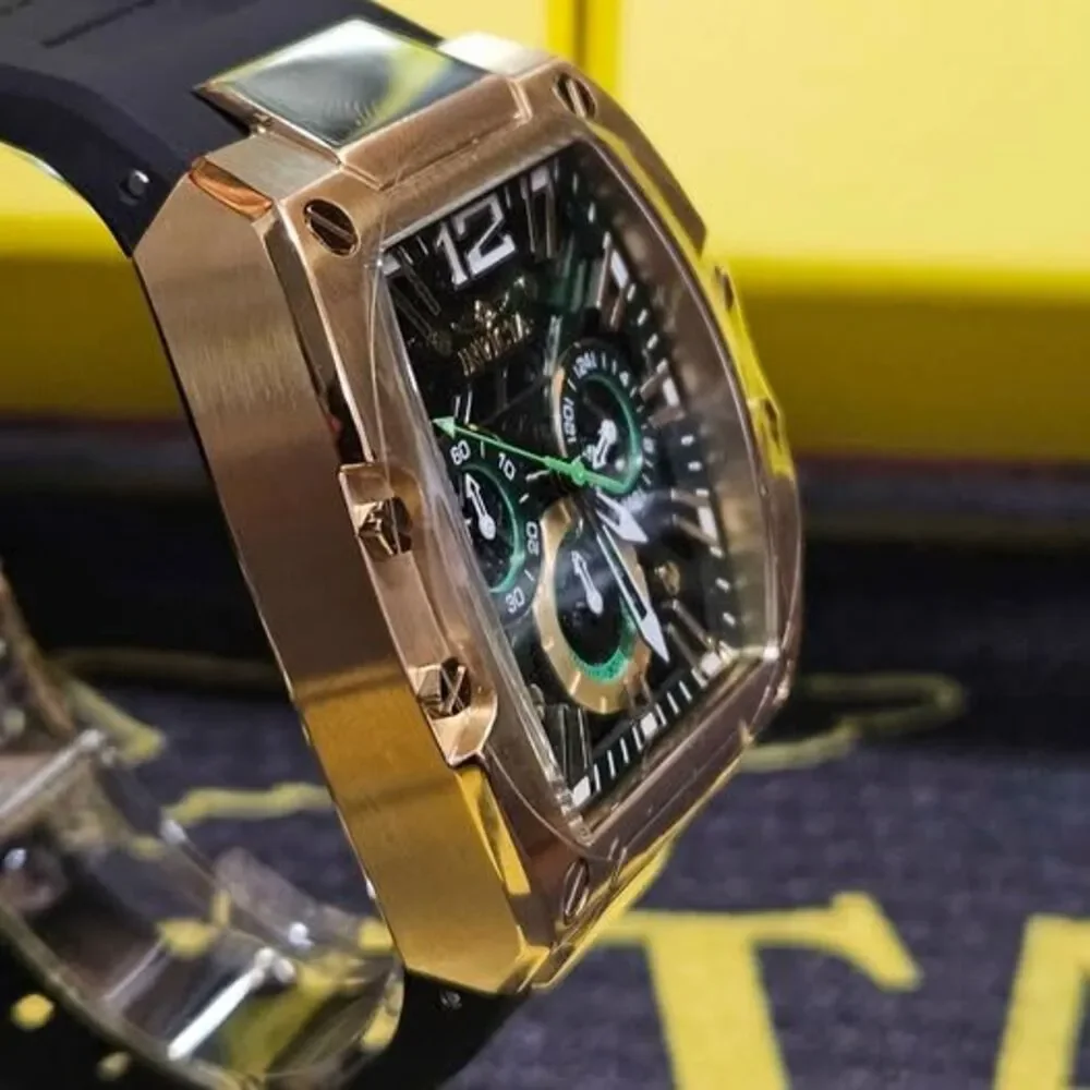 Invicta Racing Men’s Model 48468 Chronograph Watch Gold/Black Green Accents
